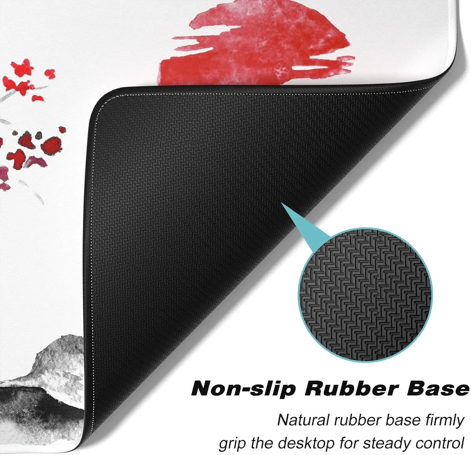 Sakura Gaming Mouse Pad XXL Large Marble Desk Rug Computer Keyboard 40x90cm Mat with Stitched Edge Non-Slip Base Plum Flower