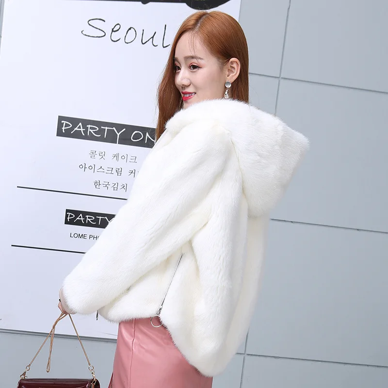 coats Mink outerwear 2023 women's new hooded fur mink fur female short