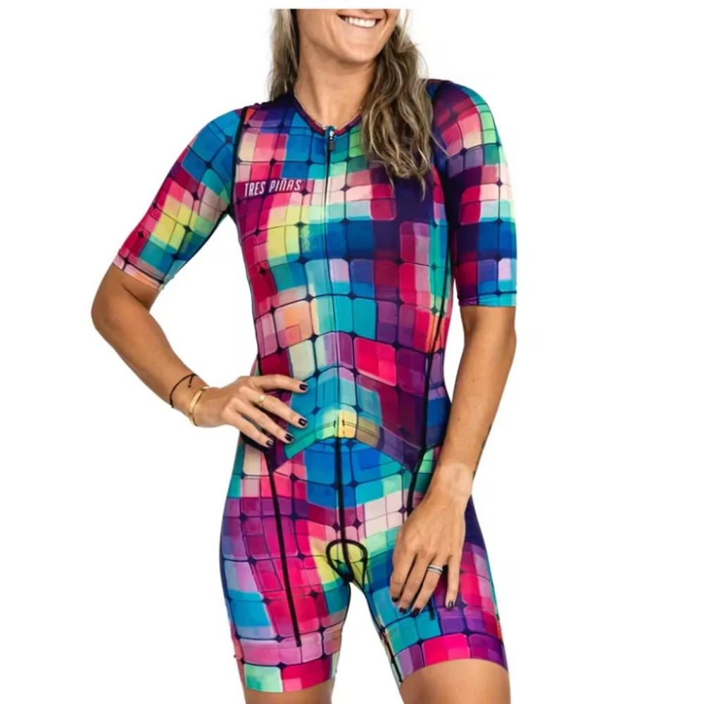 

Женский велосипедный комбинезон с коротким рукавом, дышащий трикостюм, летний велокомбинезон для женщин 2026