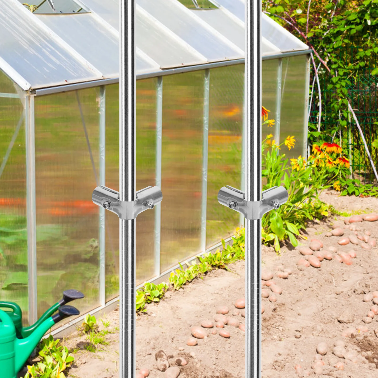 

2 шт., концевые рейки из нержавеющей стали, зажимные соединители для труб для поддержки тепличных труб, промышленные детали для ремонта полки, разъем для забора