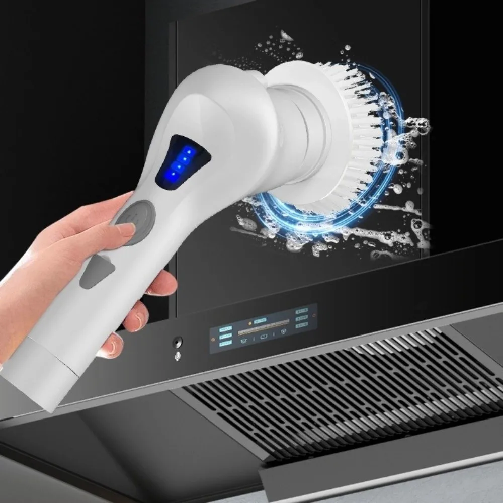 Buy 1 take 9 Electric Cleaning Brush Handheld Multi-functional Floor Cleaning Brush Cordless LED Electric Spin Scrubber Kitchen