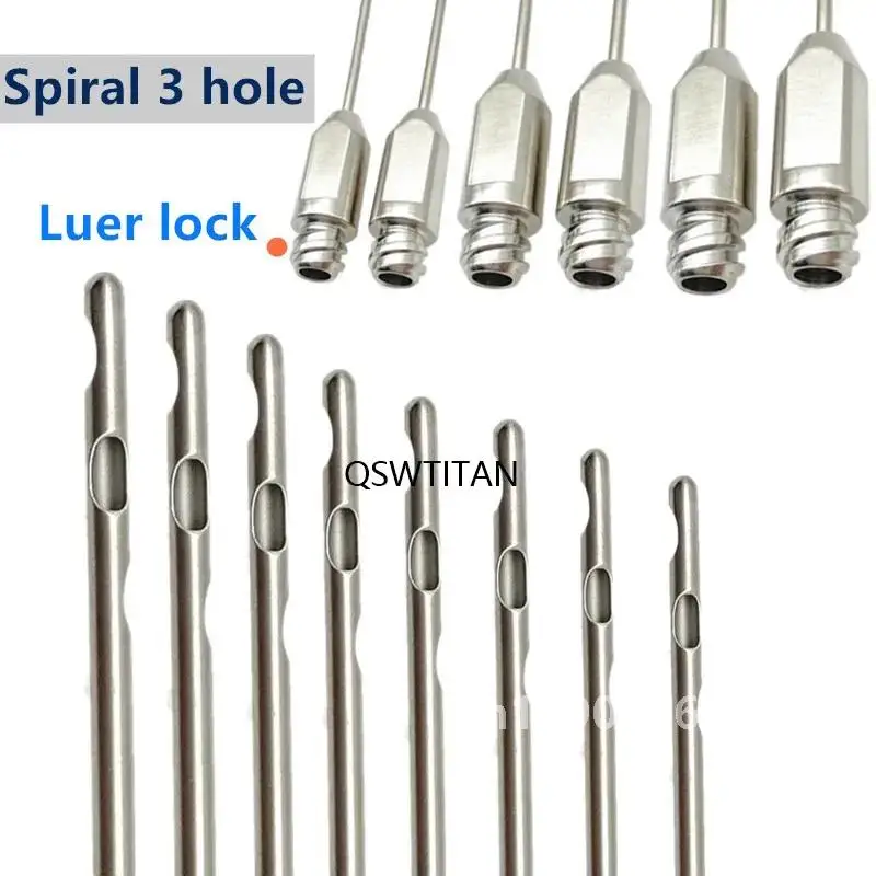 Spiral Cannula Three Hole Liposuction Cannulas Winding Type Stainless Steel Malleable for Facial Plastic Surgery Beauty Tools