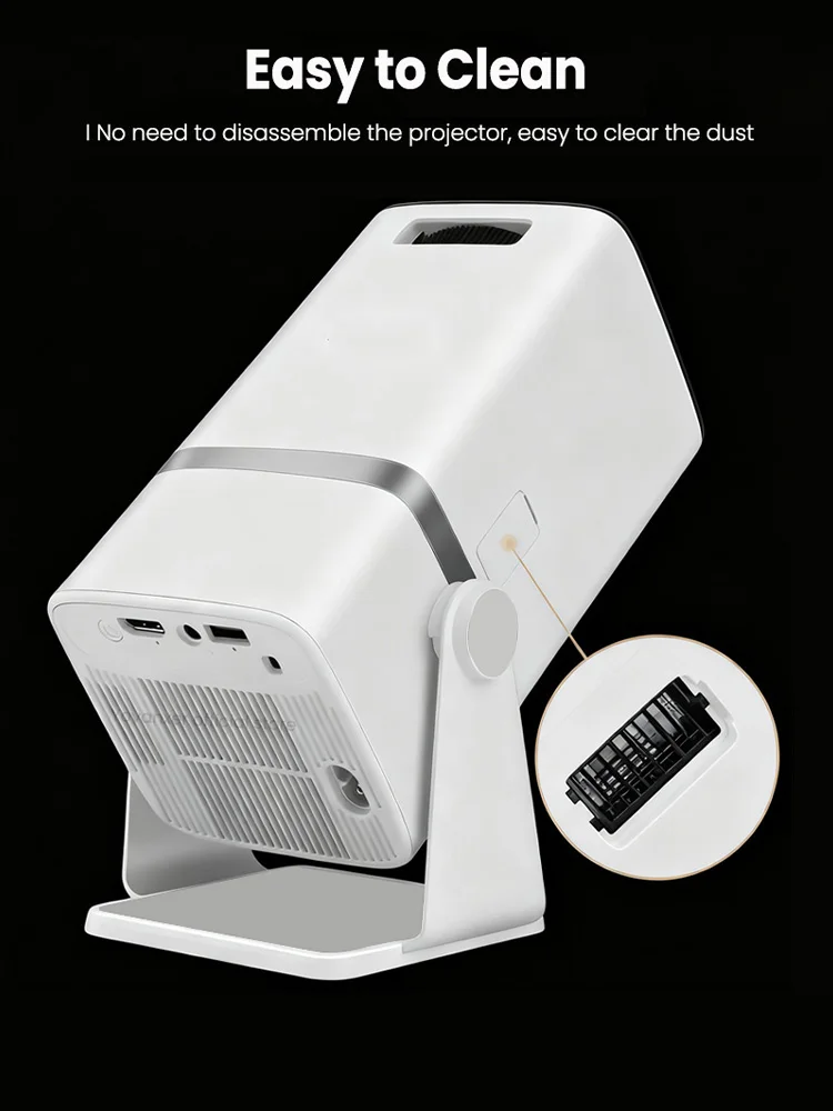 Yovanx4K HD العارض A86W أندرويد واي فاي ثلاثية الأبعاد المسرح المنزلي المحمولة شعاع جهاز عرض صغير للمسرح المنزلي داخلي/خارجي فيلم ليلة