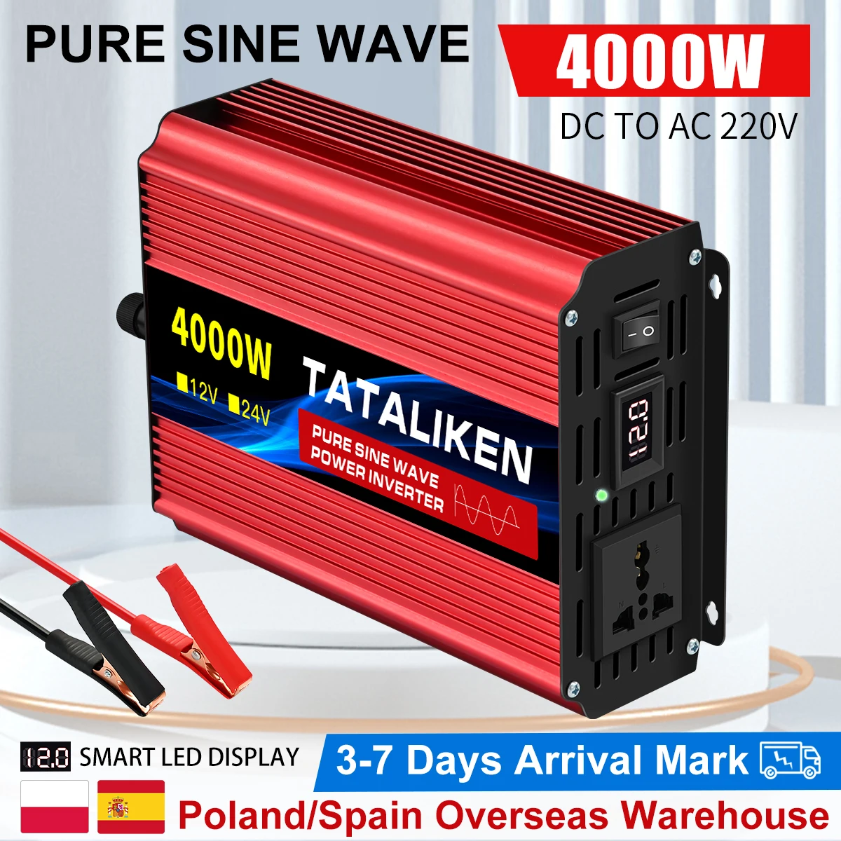 Pure sine wave inverter Universal socket DC 12V to AC 220V inverter 1000W-8000W high-power vehicle inverter