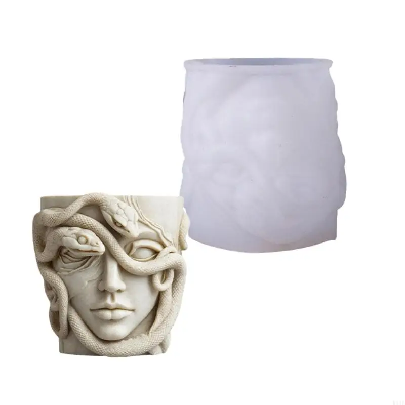 

91AF Detailed Snake Hair Silicone Craft Mould Create Artistics Resin Planters Jewelry Dishes Home Office Decoration Gift