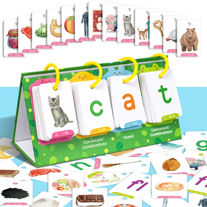

Kids Montessori English Word Lists Cards CVC Words Flashcards Phonics Sight Words Learning Tool Speech Therapy Learning Toys