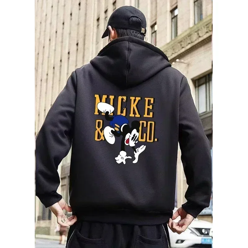 Cute Disney Mickey Mouse Zipper Hoodie Velvet and Thickening Winter Keep Warm Jacket Adult Clothing Coat Women Streetwear Y2k