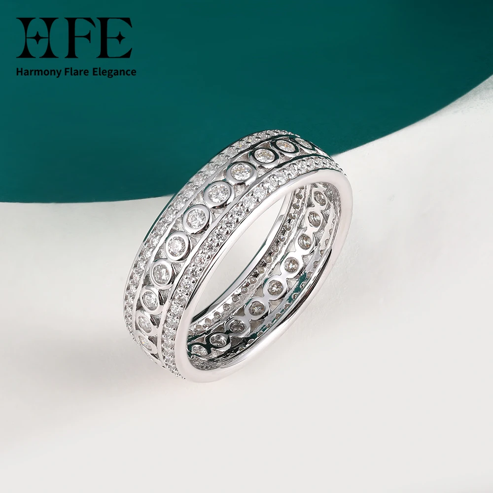 

HFE Luxury Moissanite Wedding Rings for Men and Women D Color VVS1 Diamond Ring 925 Sterling Silver Gothic Fine Jewelry Gift