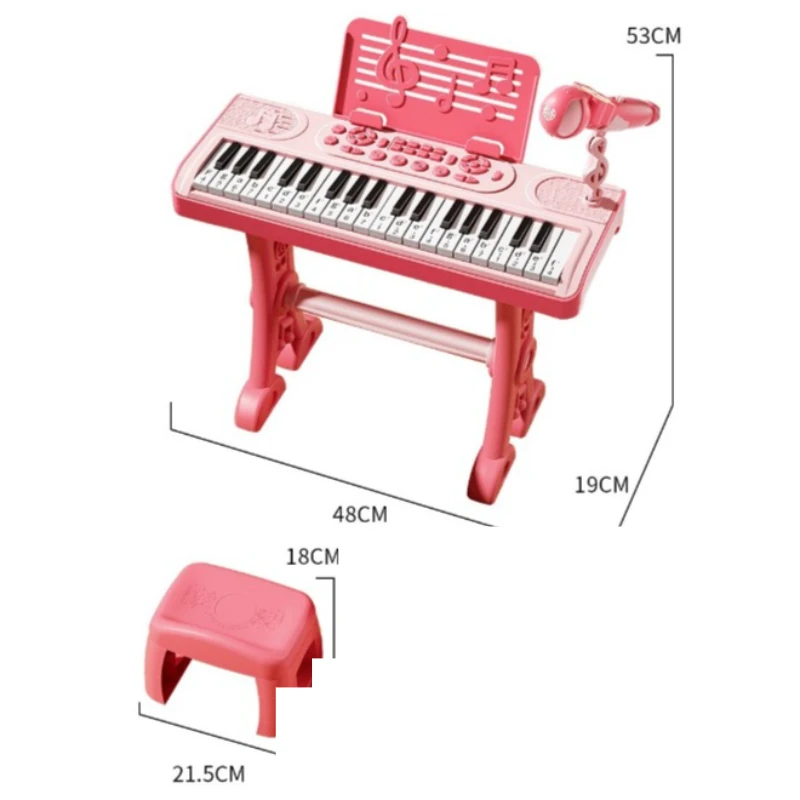 بيانو إلكتروني للأطفال قابل لإعادة الشحن مع ميكروفون للأطفال ألعاب تعليمية بيانو بنات لعبة آلة موسيقية هدية عيد ميلاد