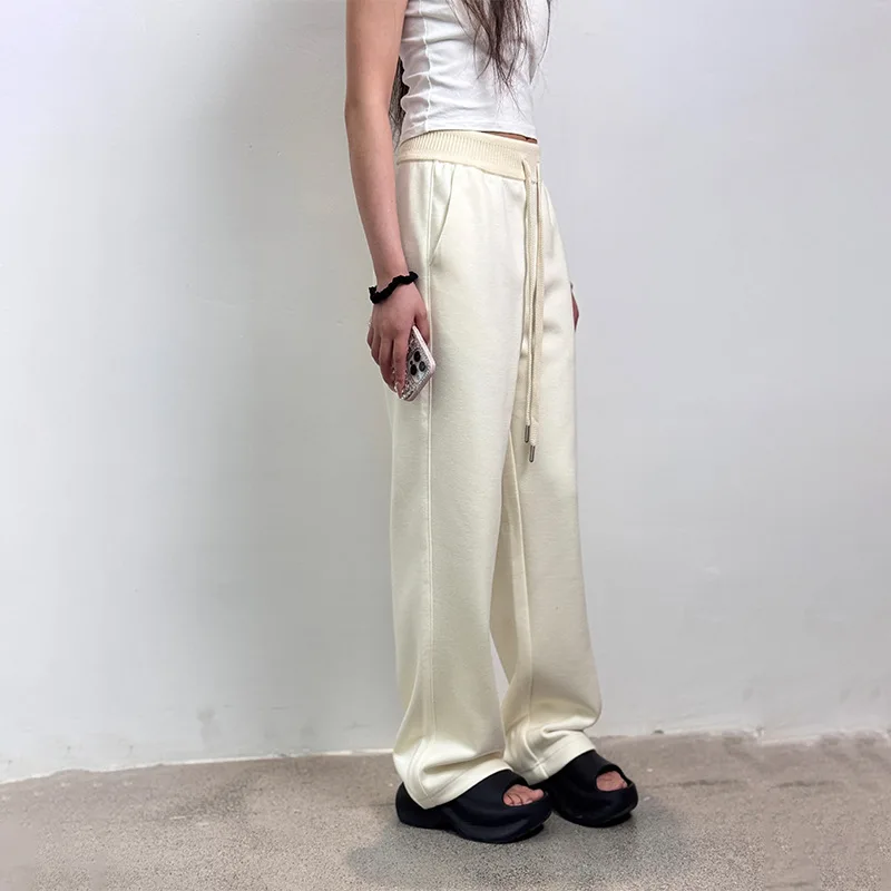 2025 Women's Casual Autumn New Style High End Hanging High Waist Solid Color Temperament Commuter Pocket Design Casual Pants