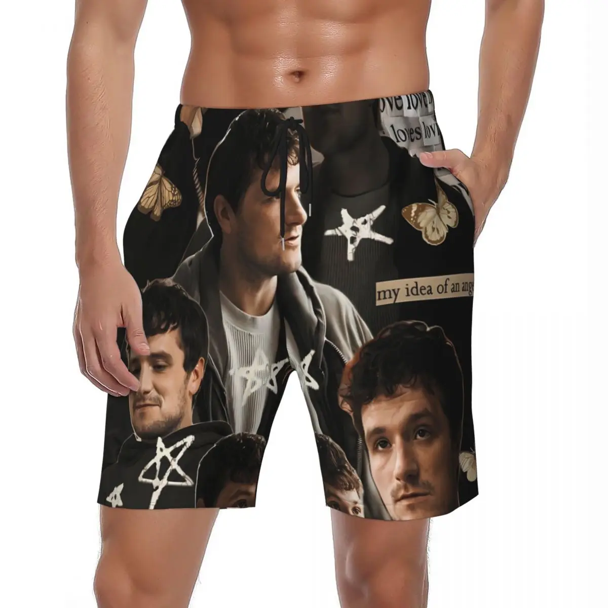 

J-Josh Hutchersons Board Shorts Summer American Actor Surfing Beach Shorts Men Quick Dry Fashion Design Large Size Beach Trunks