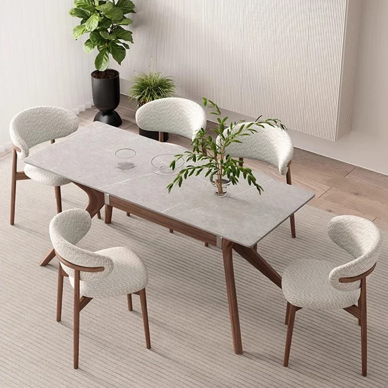 Nordic Mobile Dining Room Sets Armchair Foldable Design Chair Dining Table Set Modern Tavolo E Sedie Pranzo Home Furniture DW