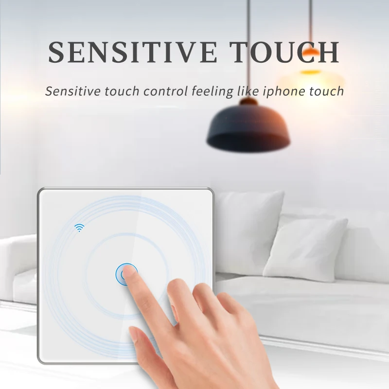 Tuya Wifi Bluetooth intelligent 2Gang touch light switch APP sensor control switch Alexa Google homepage Alice's smart home