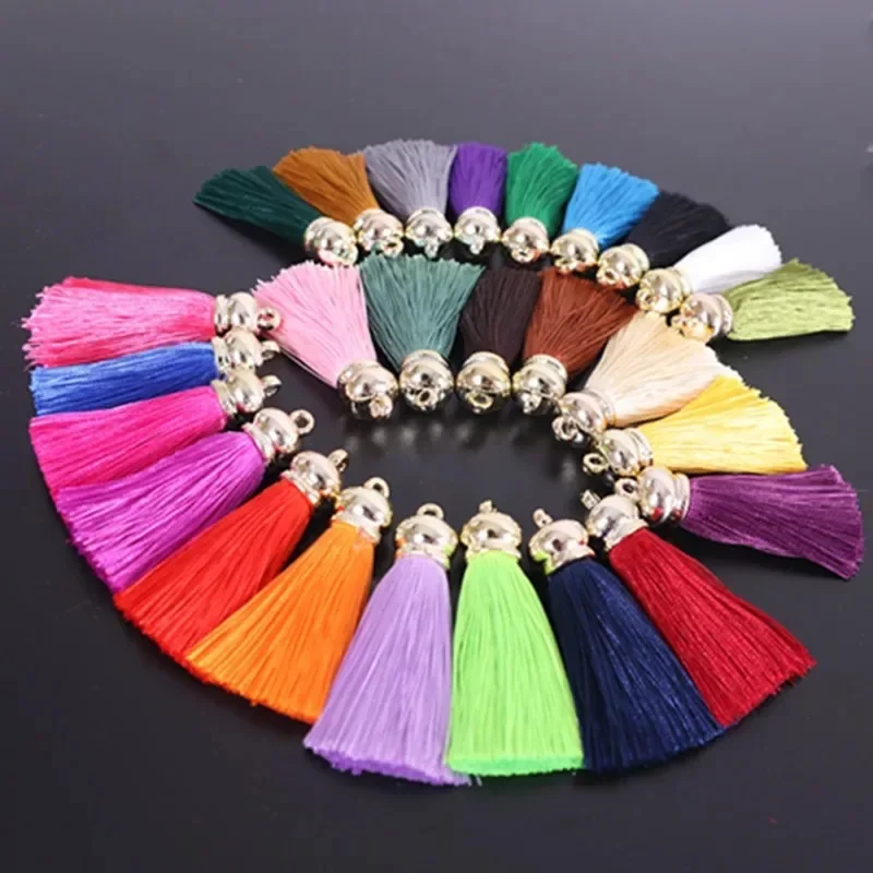 5pcs 5cm Gold Cap Tassel Jewelry Curtain Garment Decor Accessory DIY Key Chain Cellphone Bag Fringe Trim Tassels Straps Pendant