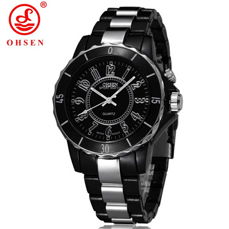 Fashion White Watches Women Sports Watches 7 Multi-color Led Light Quartz Wristwatches Ladies Plastic Watches OHSEN Reloj Mujer