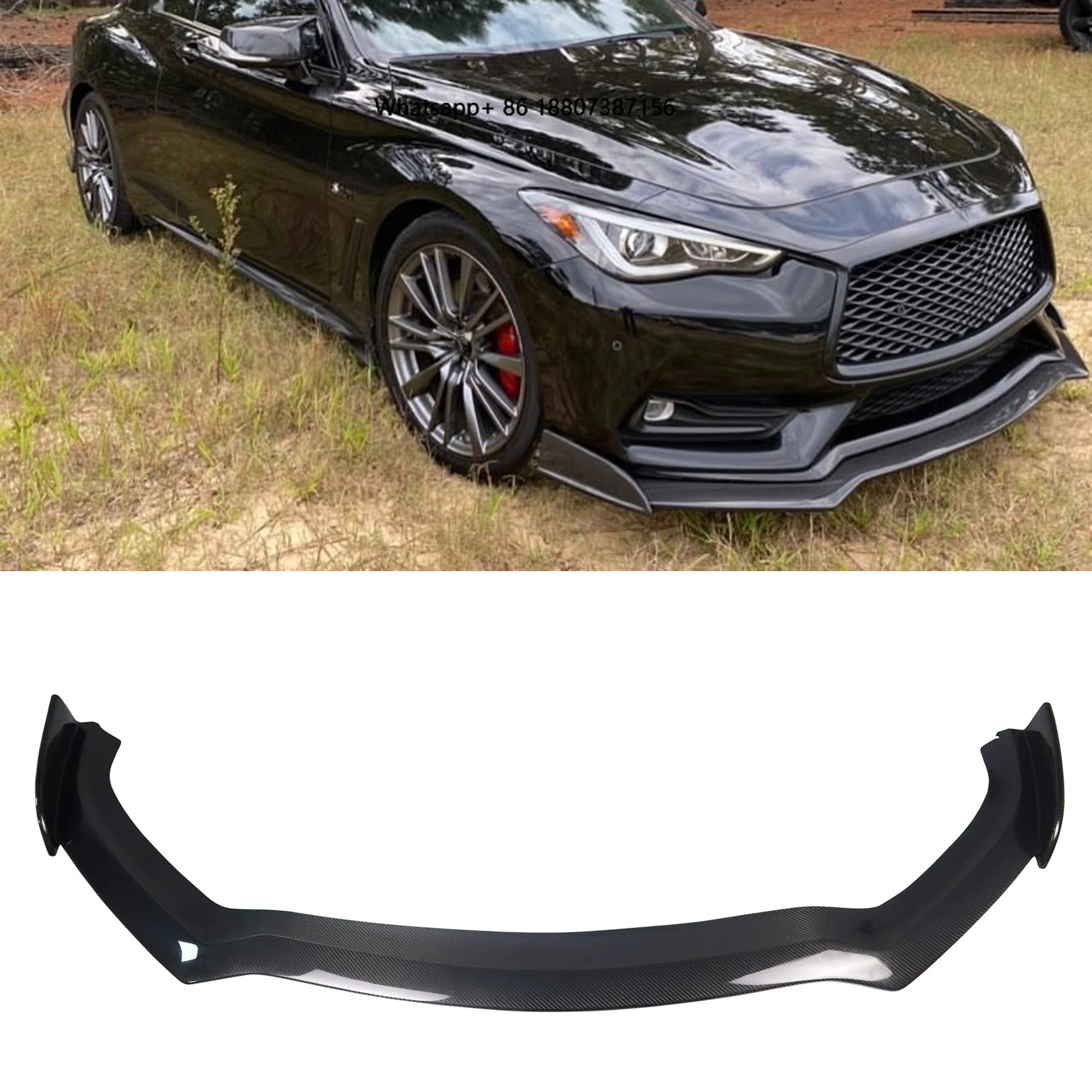 

High Quality 3 Pieces Style Carbon Fiber Front Lip forInfiniti Q60 Front Bumper Splitter Lip