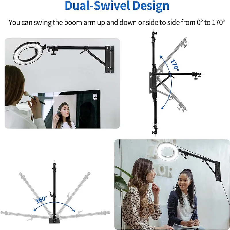 Selens Multifunction Wall Camera Mount tripod Base Adjustable Arm Photo Studio Kits Photography Accessory For Softbox Ring Light