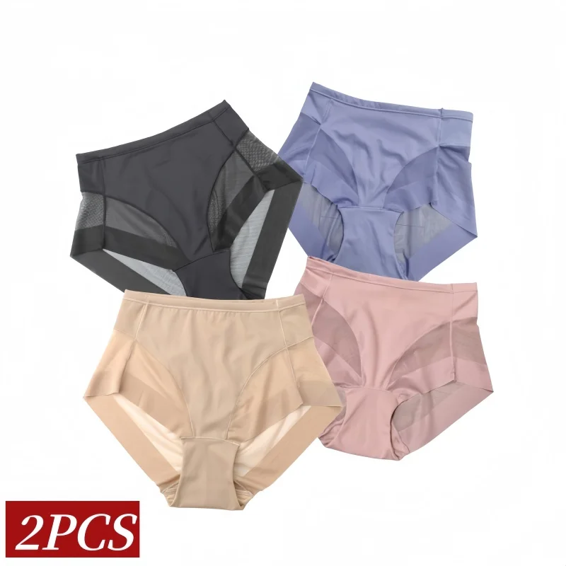 Braguitas Moldeadoras de Talle Medio con Tela Elástica Suave, Ajuste Regular, Panel de Malla Sin Costuras, Control de Abdomen, Levantador de Glúteos, Faja Reductora, Set de 2 Piezas S-3XL Para Mujer
