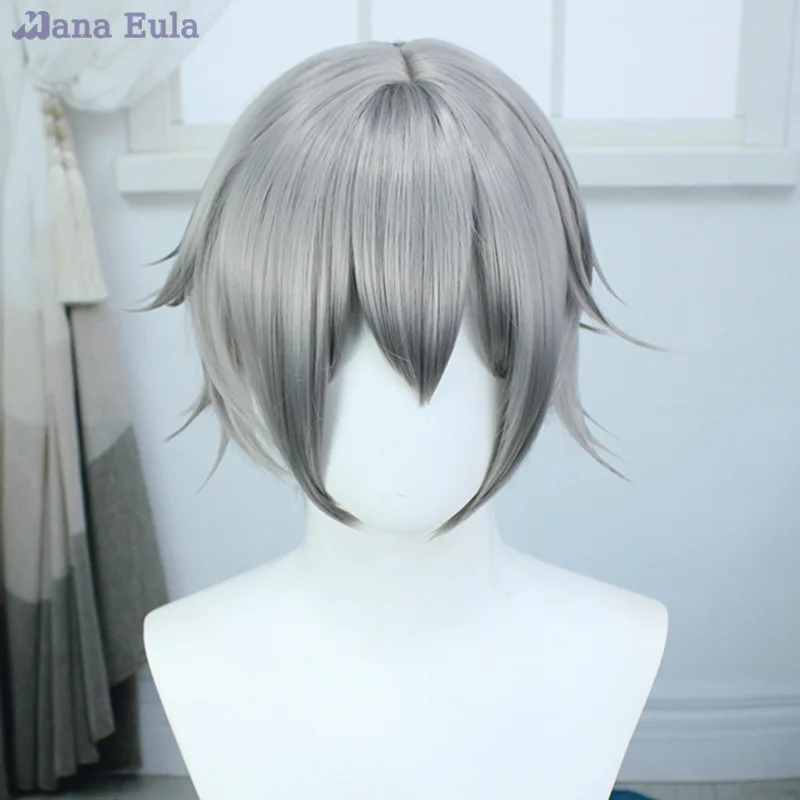 

Trailblazer Caelus Wig Game Honkai: Star Rail Cosplay Wig Synthetic Hair Short Grey 30CM Cosplay Wigs Heat Resistant Halloween