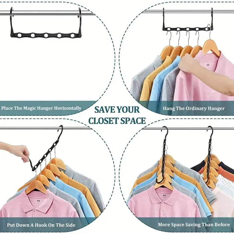 10 Pcs Space Saving Magic Hangers Sturdy Plastic Holder Heavy Clothes Organizer For Dorms Apartments Small Closet