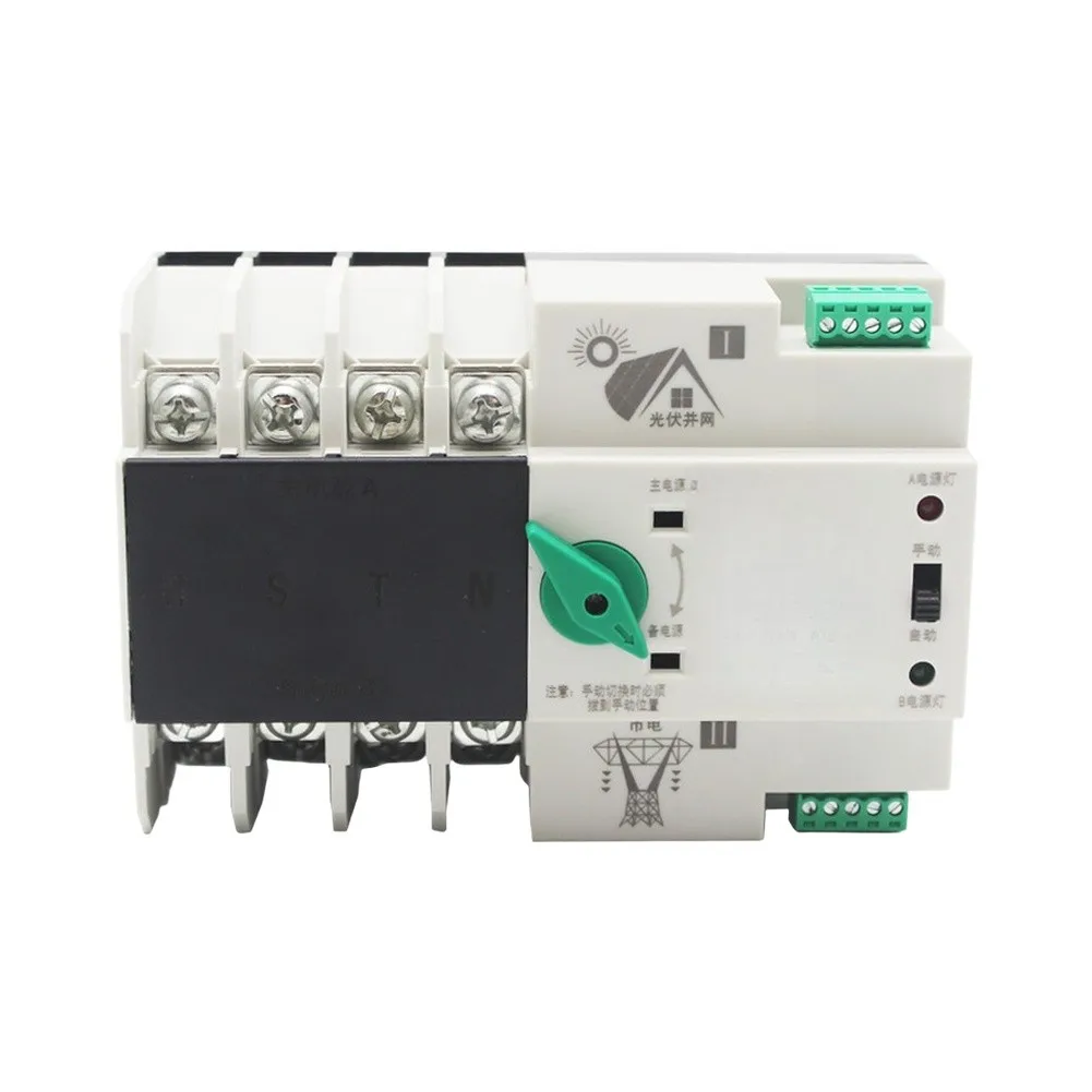 4P Solar Compatible Automatic Transfer Switch 220V AC 20A 32A 40A 63A 80A 100A 30ms Switching Time PC Isolated Design