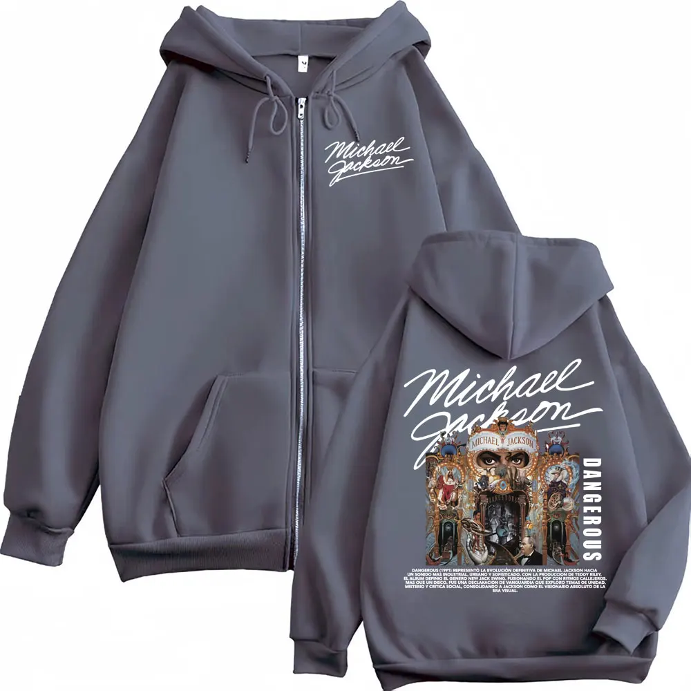Michael Jackson King of Pop Dangerous Zip Up Hoodie Men Women Hip