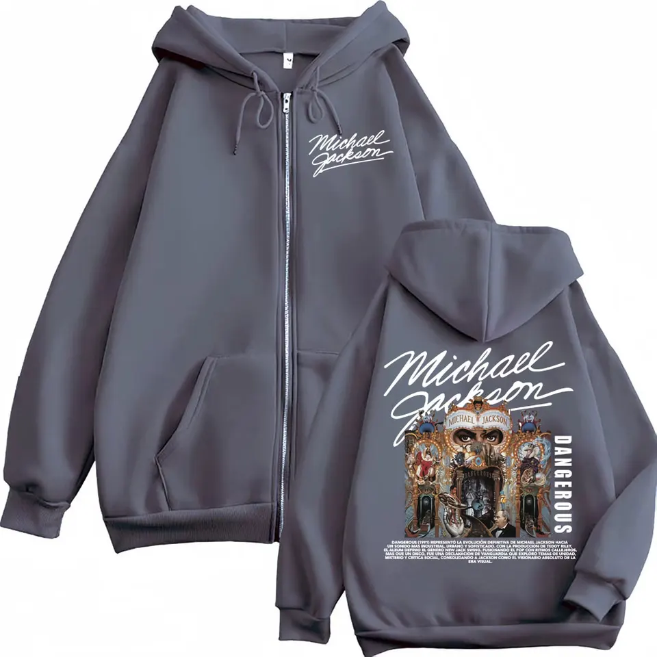 Michael Jackson King of Pop Dangerous Zip Up Hoodie Men Women Hip