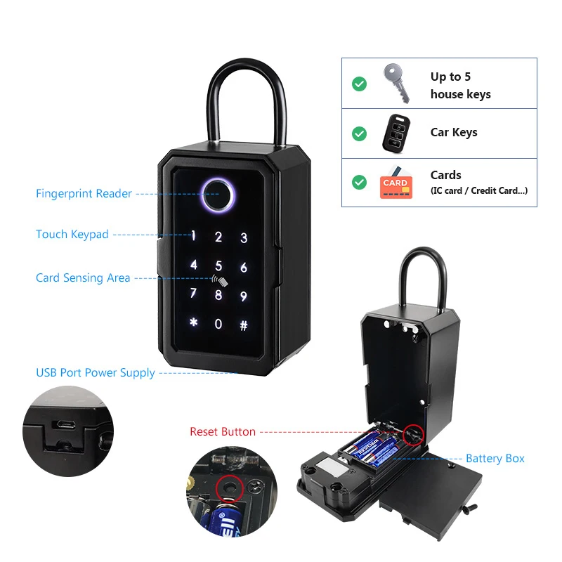 Imagem -04 - Raykube-tuya Electronic Portable Lock Boxes Ttlock Segurança Senha Smart Impressão Digital Digital