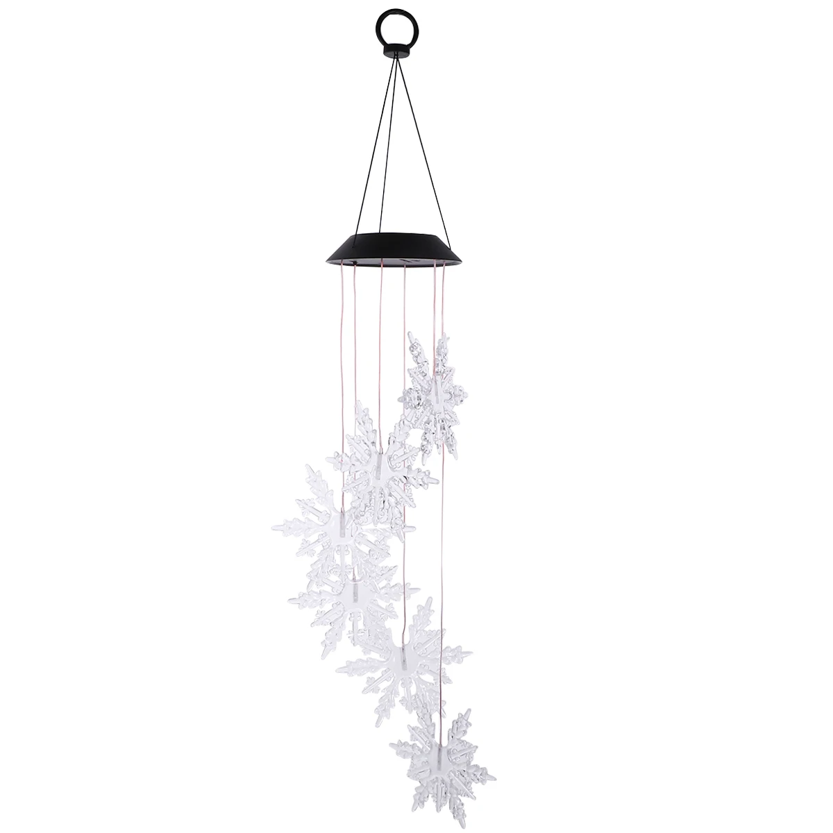 

1pc Solar Powered Led Chime Snowflake Design Hanging Lamp Color Changing Outdoor Decorative Wind Bell Solar Light Scene Lighting