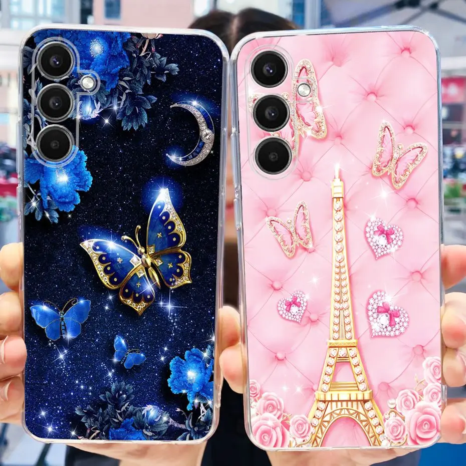 삼성 갤럭시 A34 전화 케이스에 대 한 귀여운 고양이 꽃 인쇄 부드러운 실리콘 TPU 뒷면 커버 삼성 A34 A14 A54 5G 2023 SM-A346B