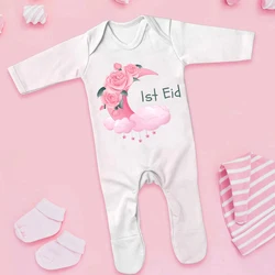 Casual Boy Girl Baby Babygrow Sleepsuit My First Eid Print Newbron Sleepsuit Gift Infant Footies Romper 1st Eid Gift To Infant