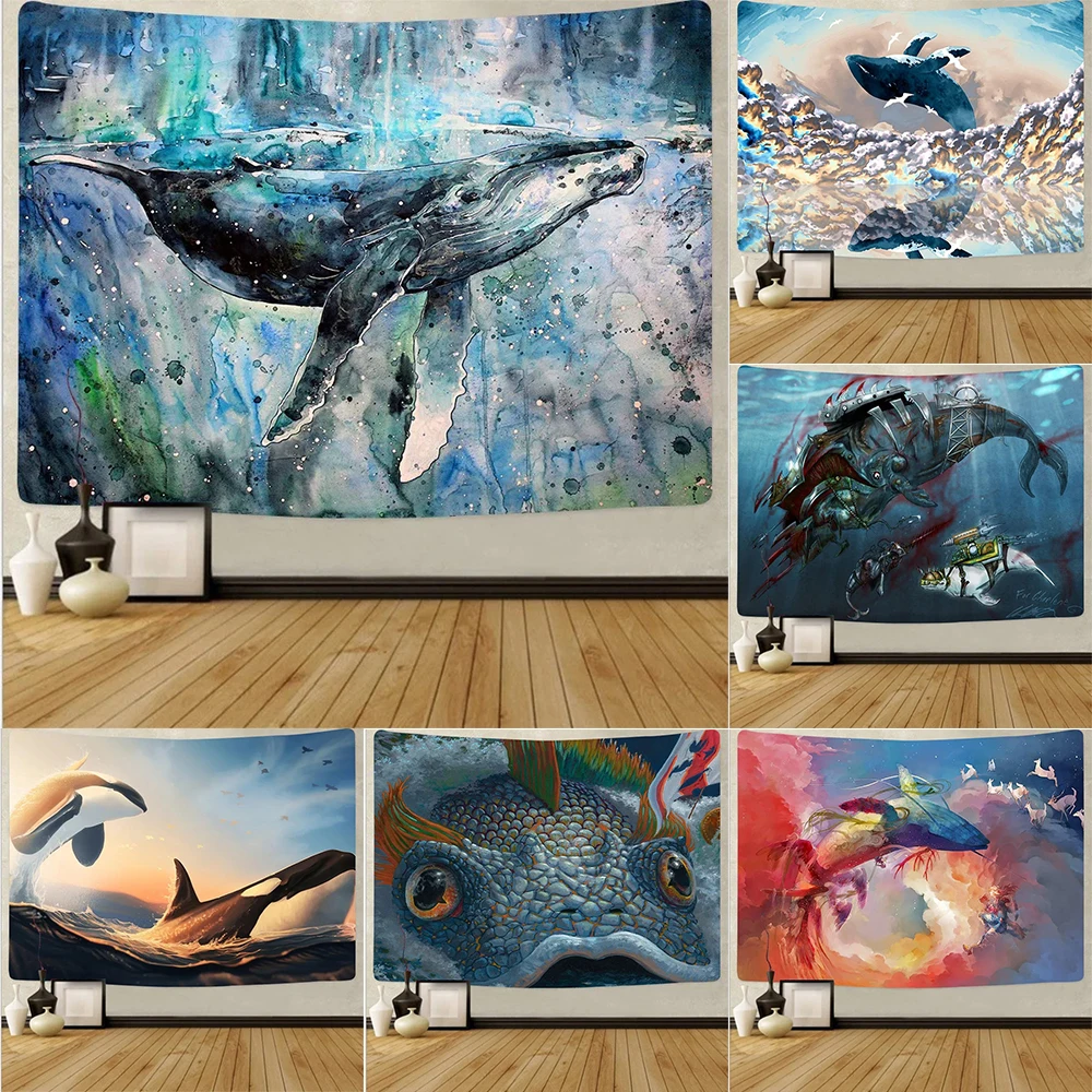 

Psychedelic ocean whale pattern tapestry home decoration hanging cloth house bedroom living room wall background cloth