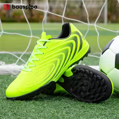 Baasploa Men Professional Soccer Shoes Outdoor Anti-Slip Training Sport Shoes Male Light Leather Football Boots Chuteira Campo