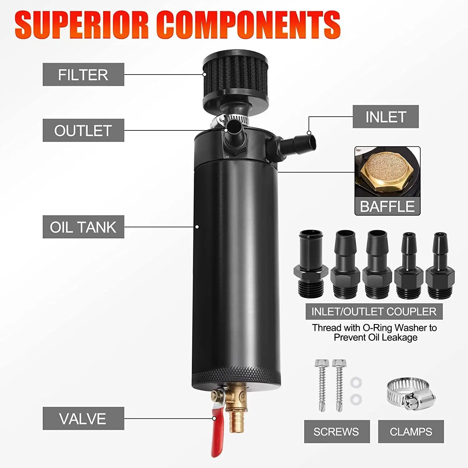 Kit Kaleng Penangkap Minyak Universal 750ML Tangki Reservoir Bingung Besar Pemisah Minyak Baru