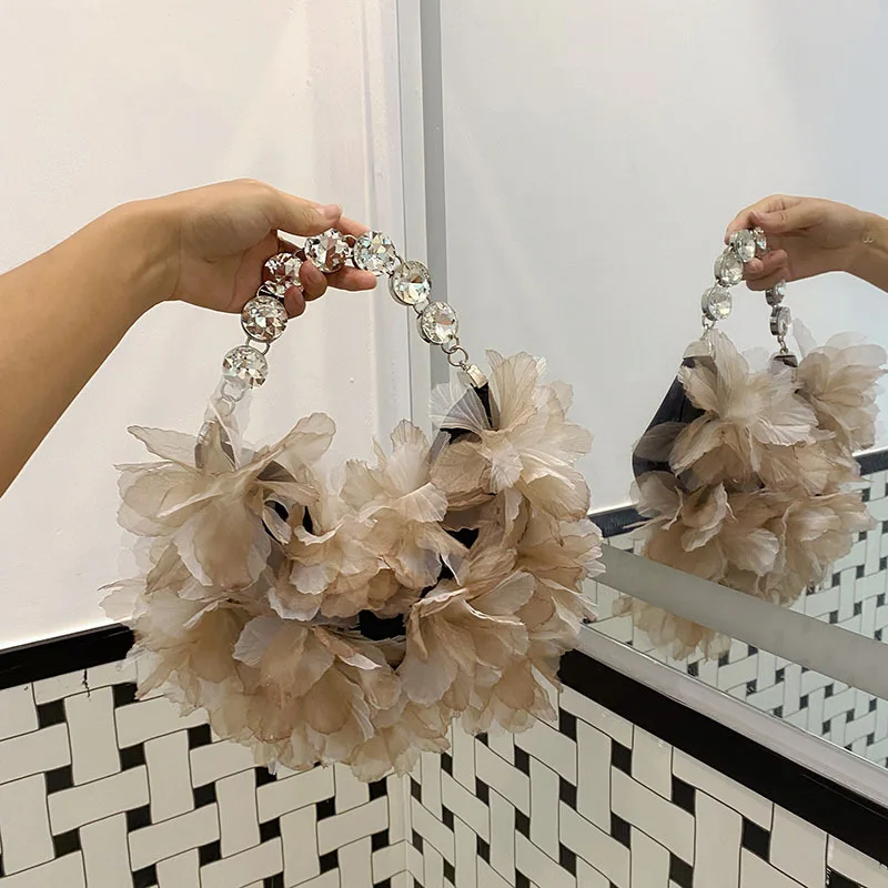 Handtaschen Hochzeitstasche Blumendruck Damen Strand-Umhängetasche Damen-Kettentasche – Detail 5