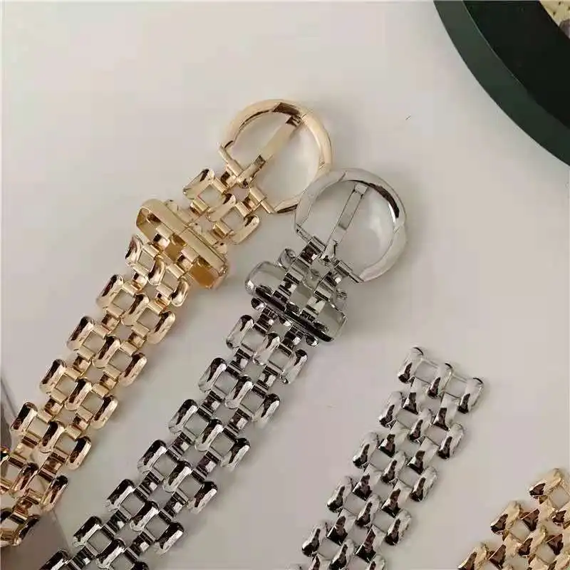 Neue Luxus Metall Taille Kette Gürtel Männer/Frauen Metall Pin Schnalle Punk Hip Hop Gold Silber Taille Riemen Jeans dekoration Männer Gürtel – Detail 1