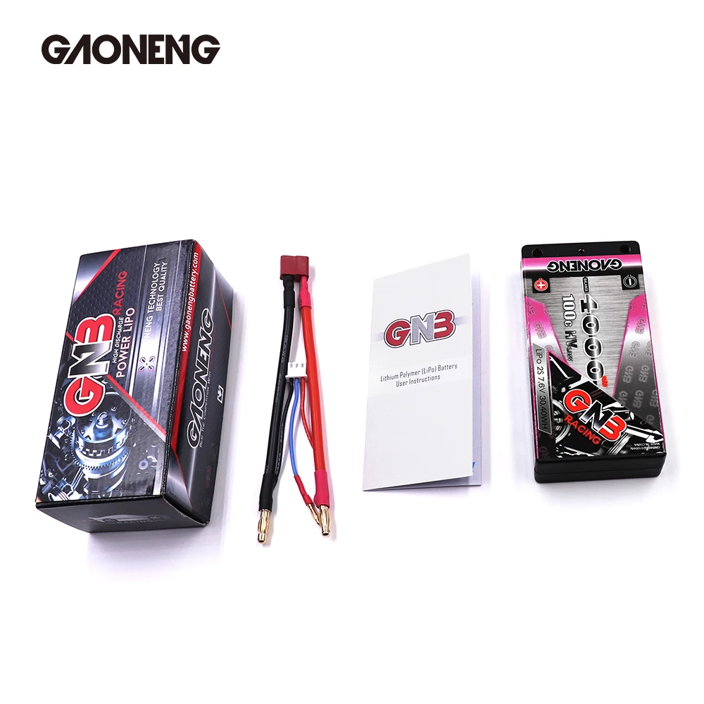 Gaoneng GNB 4000mAh 2S 7.6V 100C/200C Low Profile Hardcase Super SHORTY HV LiPo Battery 4.0mm Deans XT60 Plug For RC Car RC Boat