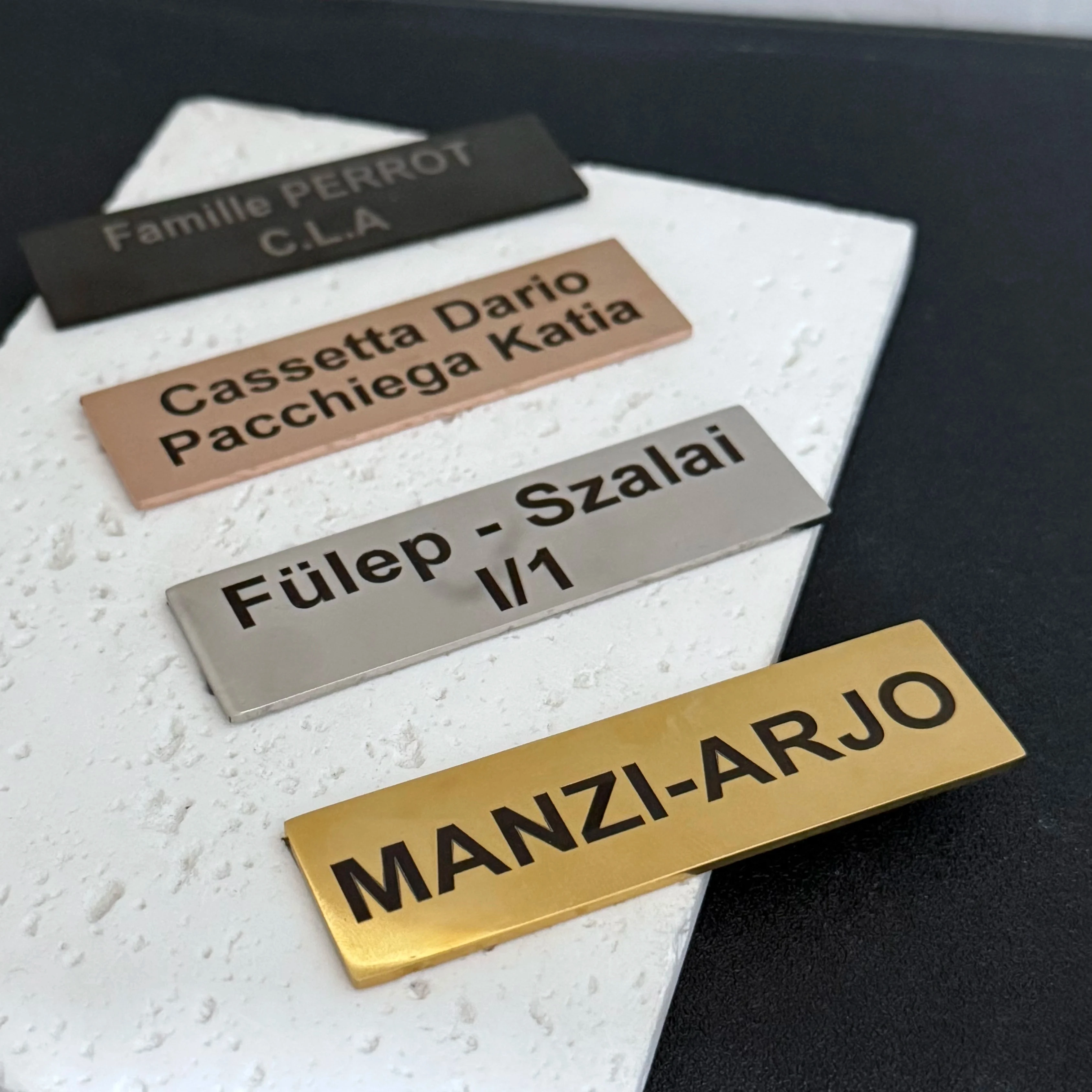 Custom Size 7*2cm Mail Box Tag Label Engraved Double Sided Tape Text Personalized ID Door Logo Stainless Steel Mail Box Tag