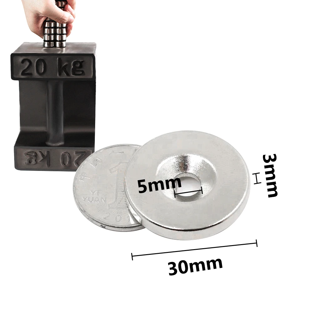 1/2/5/10/15/20/30PCS 30x3-5 Round Strong Powerful Magnets 30*3 mm Hole 5mm 30x5 Disc Countersunk Search Magnet 30x3-5mm 30*3-5