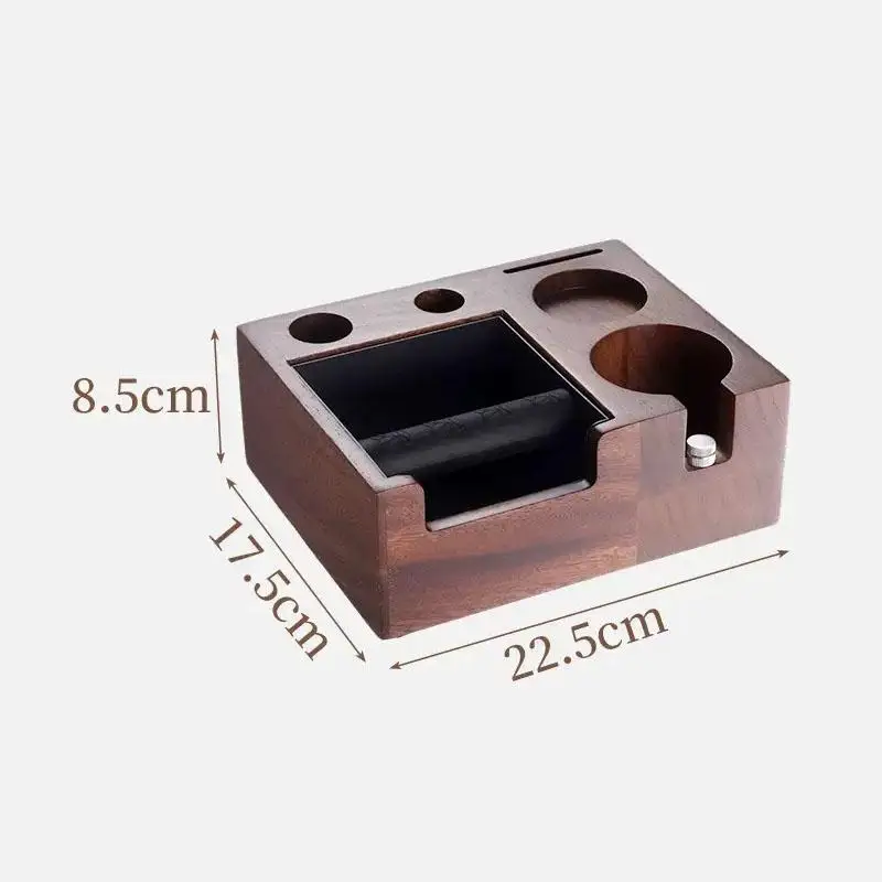 6-in-1 Multi-functional Espresso Coffee Tamper Station Walnut Wooden Base Holder with Tamp Mat Stand Fits 51/54/58mm Mats