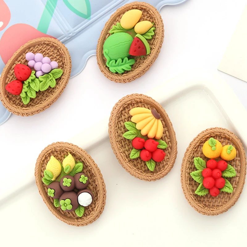 Simulated Bamboo Basket Fruit Miniature Dollhouse Toys Ornaments Earrings Jewelry Hairpin Making Materials DIY Accessories Gifts