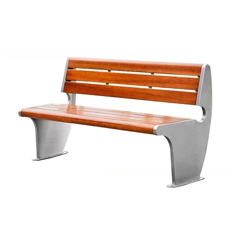

Outdoor park stainless steel bench outdoor courtyard leisure seat wrought iron backrest public chair