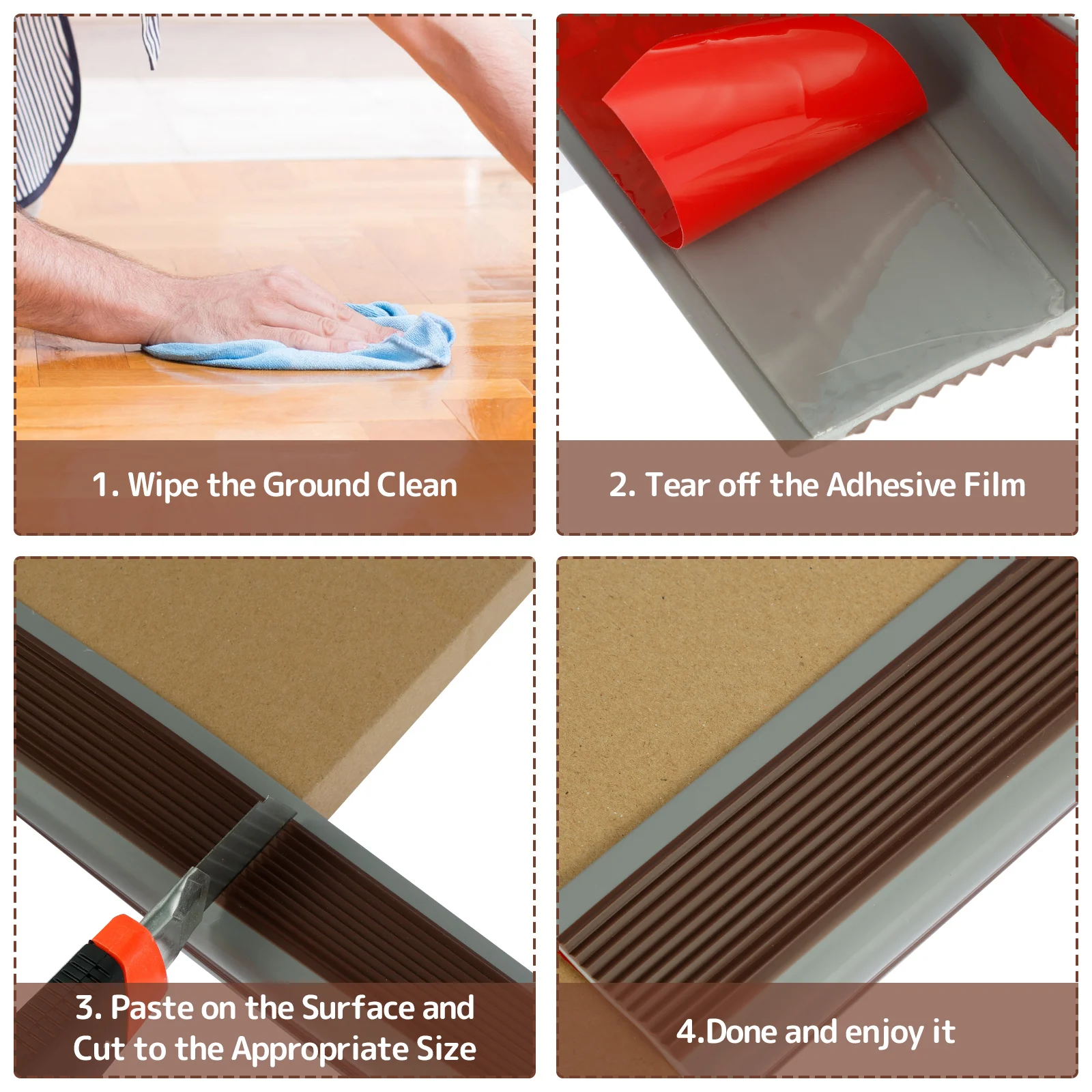 2/4M Stair Edge Guard L-Shape Self-adhesive Waterproof Non-slip Furniture Corner Protector for Indoor and Outdoor Stair Steps