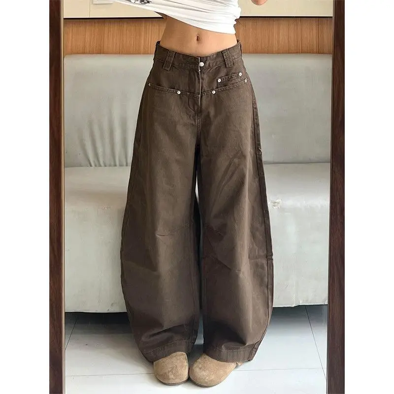 Safari Style Vintage Denim Fashion Jeans New High Street Profile Slim Sweatpants Loose Lazy Premium Minority Wid Leg Pant