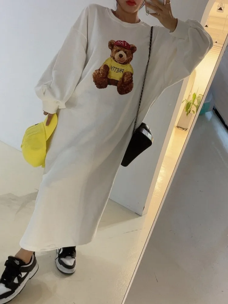 Loose Long Sve Women's Dr Korean Sle Chic Autumn 2025 Mid-Length Maxi Dr Comfortable plus Size Sweater Dr