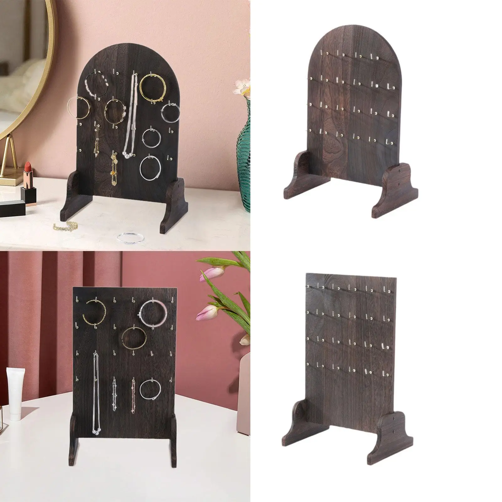 

Деревянная подставка для хранения ювелирных изделий, подставка для сережек, витрина, креативная с крючками
