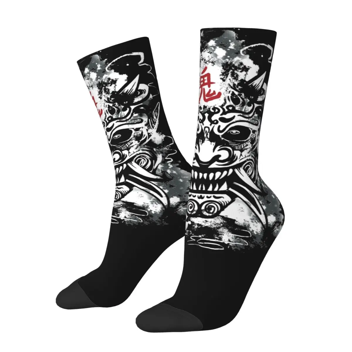 

Fashion Male Men Socks Casual Scary Oni Japanese Samurai Sock Polyester Sport Women Stockings Spring Summer Autumn Winter