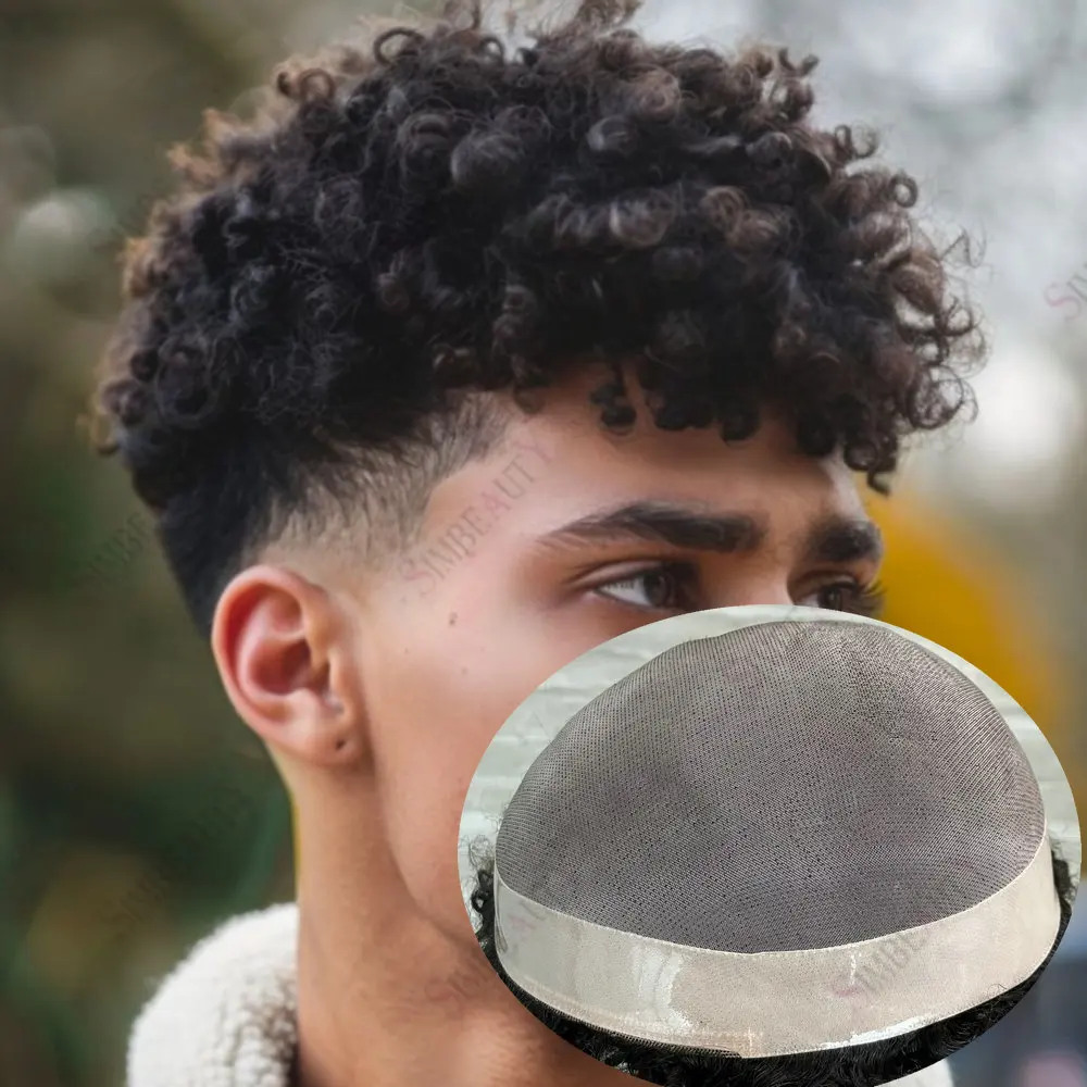 

Brown Blonde Color Toupee For Men 8mm/10mm Kinky Curly Mono Hair System for Men 100% Human Hair Durable Male Hair Prosthesis