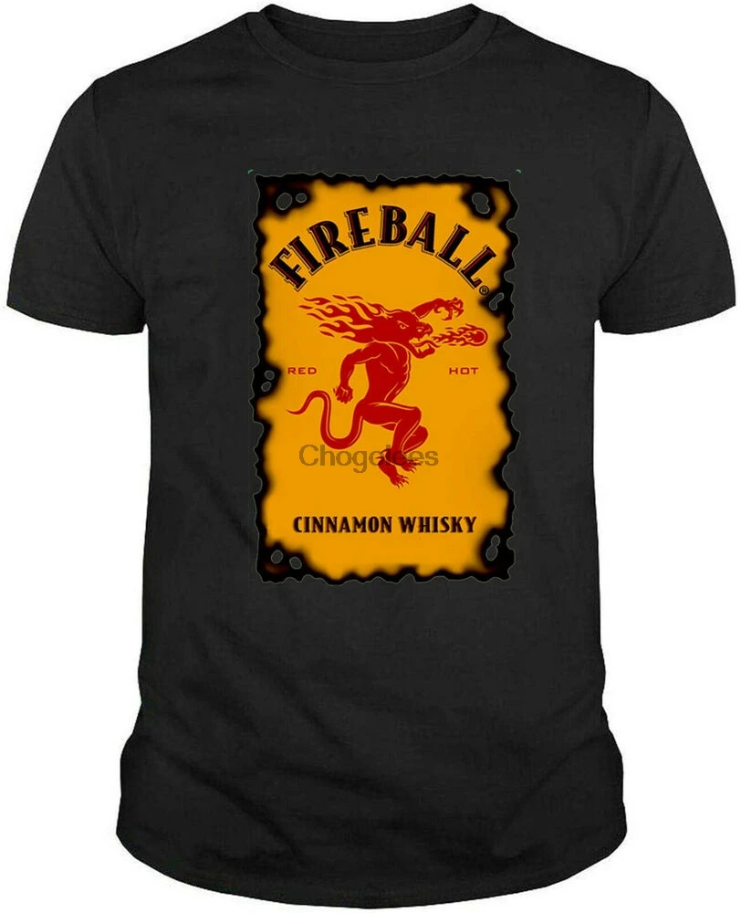 NEW Mens FIREBALL Label Charcoal Grey Cinnamon Whiskey TEE T-Shirt  Size - XLT