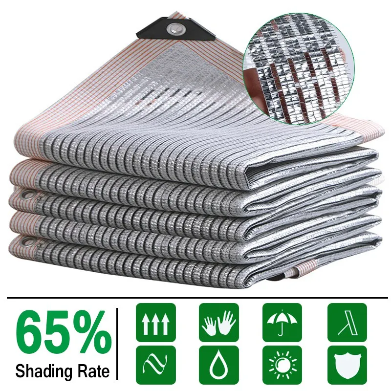 65% Shade Rate Aluminum Foil Shading Netting Garden UV Resistant Sun Shade Sail Plants Shed Sunblock Shade Cloth Sunshade Mesh